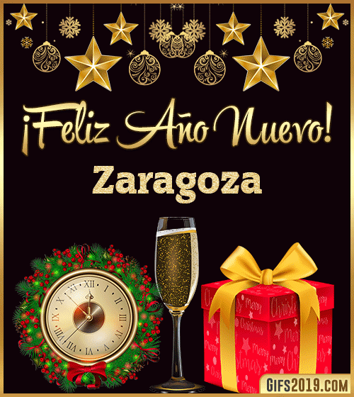 Gif de feliz año nuevo con nombre zaragoza