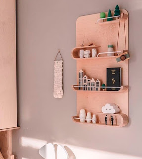 wooden shelf in the bathroom