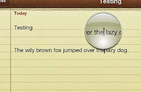 ipad notepad image demonstrating cursor movement