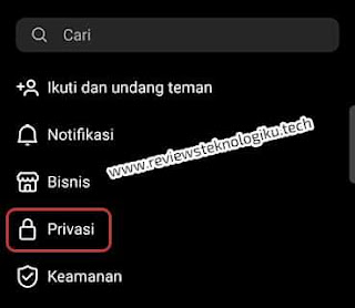 privat akun instagram bisnis di android