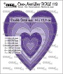 Set van 7 stansen om harten te maken met dubbele stiksteeklijn. Set of 7 dies to make hearts with double stitching line.