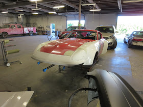 Larry Oka 1972 Datsun 240Z Race Car Shell undergoing body repairs.