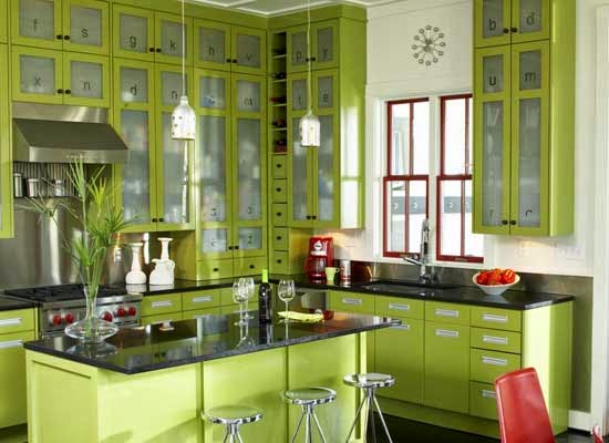 Desain Dapur Minimalis Cantik Berwarna Hijau