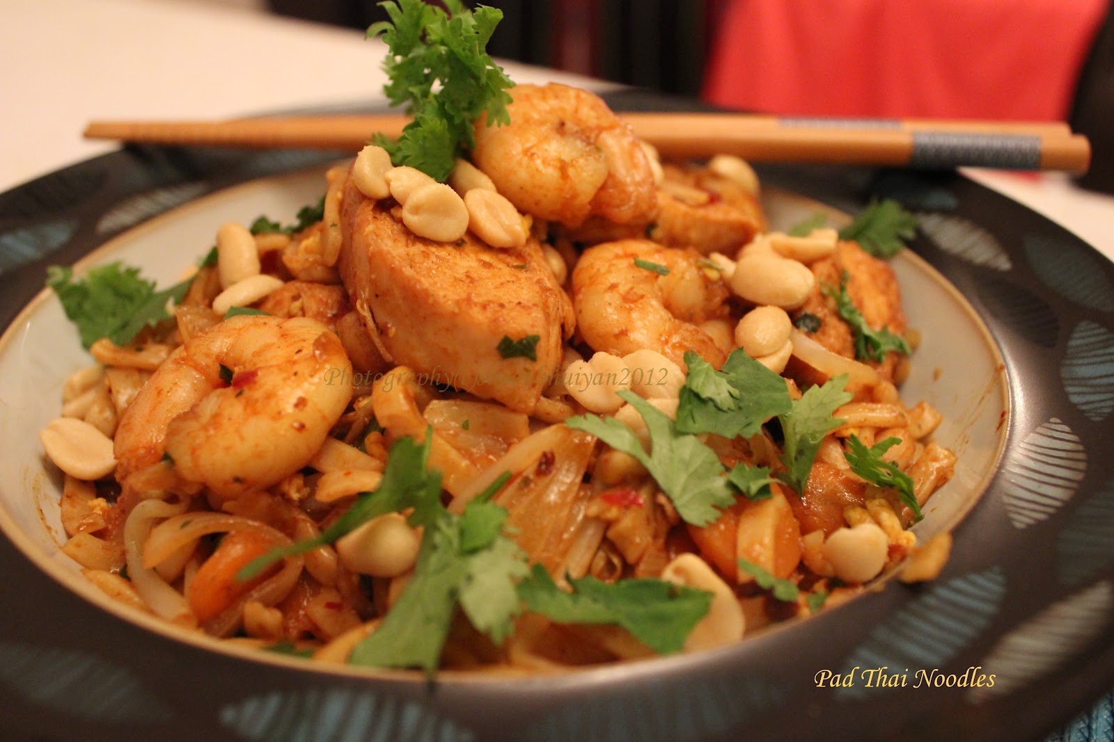 Pad Thai Noodles with Chicken and Prawn - Petpujo and Adda