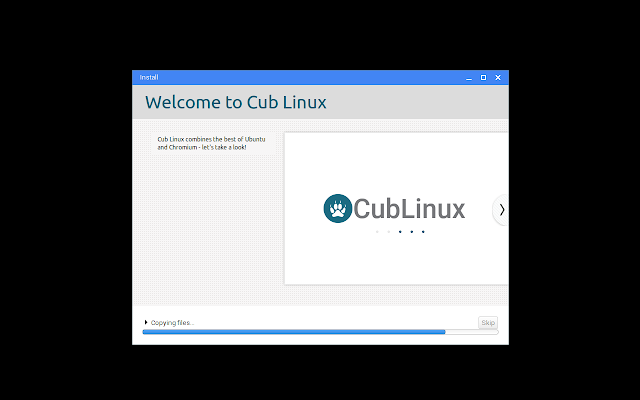 Cub Linux installation in progress