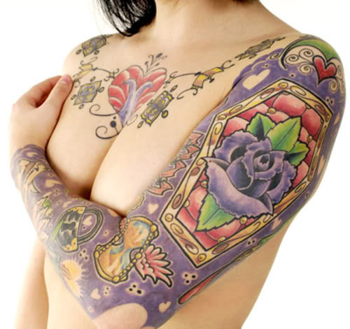 women chest tattoos
