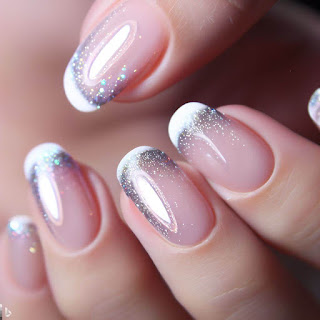 French glitter manicure nail art design