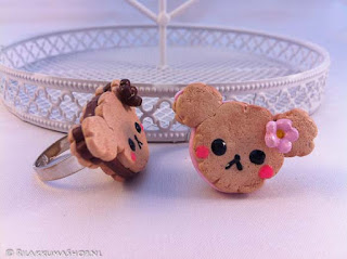 Kawaii cute Rilakkuma Cookie Strawberry, Chocolate Filled rings