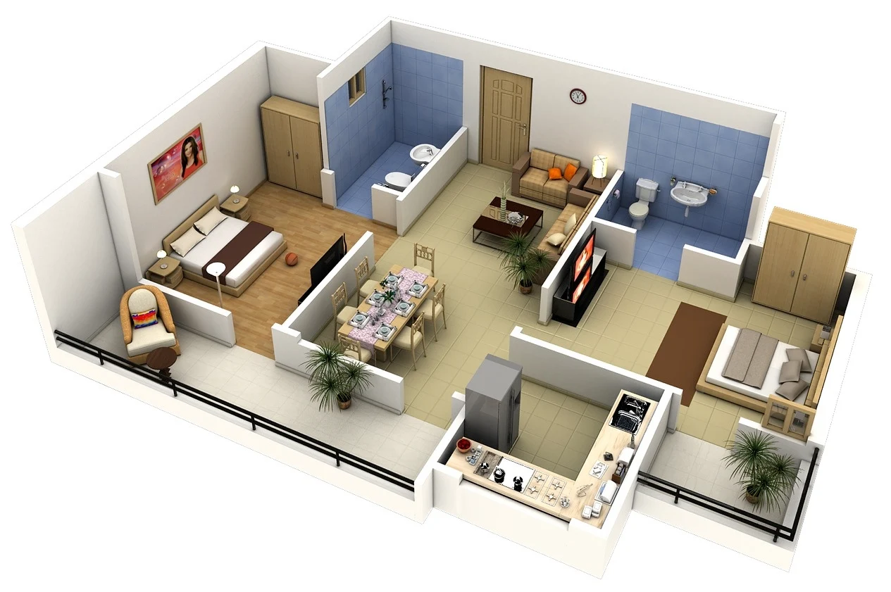 50 Gambar Denah Rumah Minimalis 2 Kamar Terbaru 2020 Ruang
