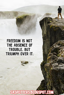 Freedom is not the absence of trouble, but triumph over it.