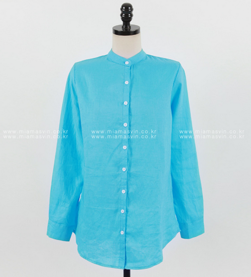 Linen Mandarin Collar Shirt