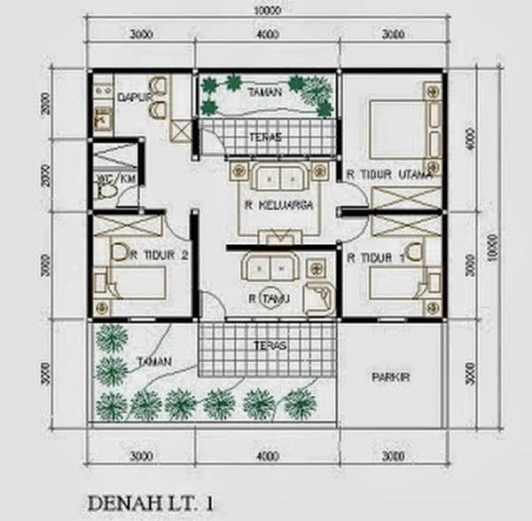 Denah desain rumah minimalis type 45
