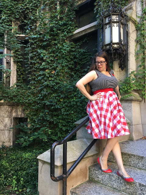 red gingham modcloth skirt