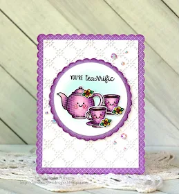 Sunny Studio Stamps: Tea-riffic Customer Card by Larissa Heskett