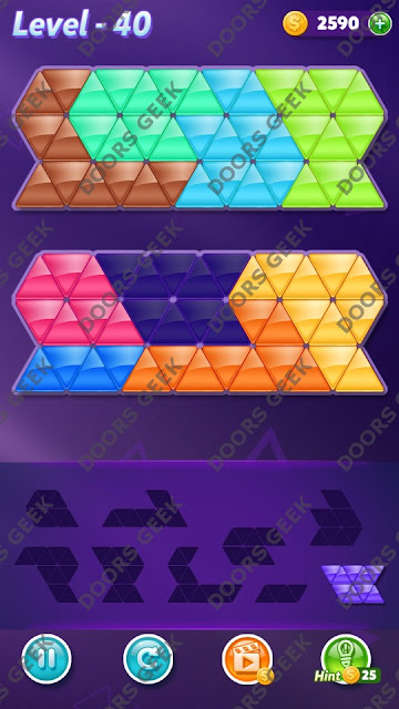 Block! Triangle Puzzle 9 Mania Level 40 Solution, Cheats, Walkthrough for Android, iPhone, iPad and iPod