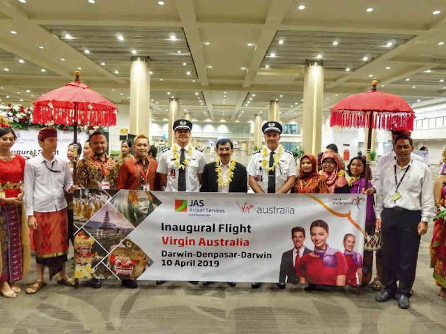 131 Penumpang Ikut Inaugural Flight Virgin Australia dari Darwin ke Bali