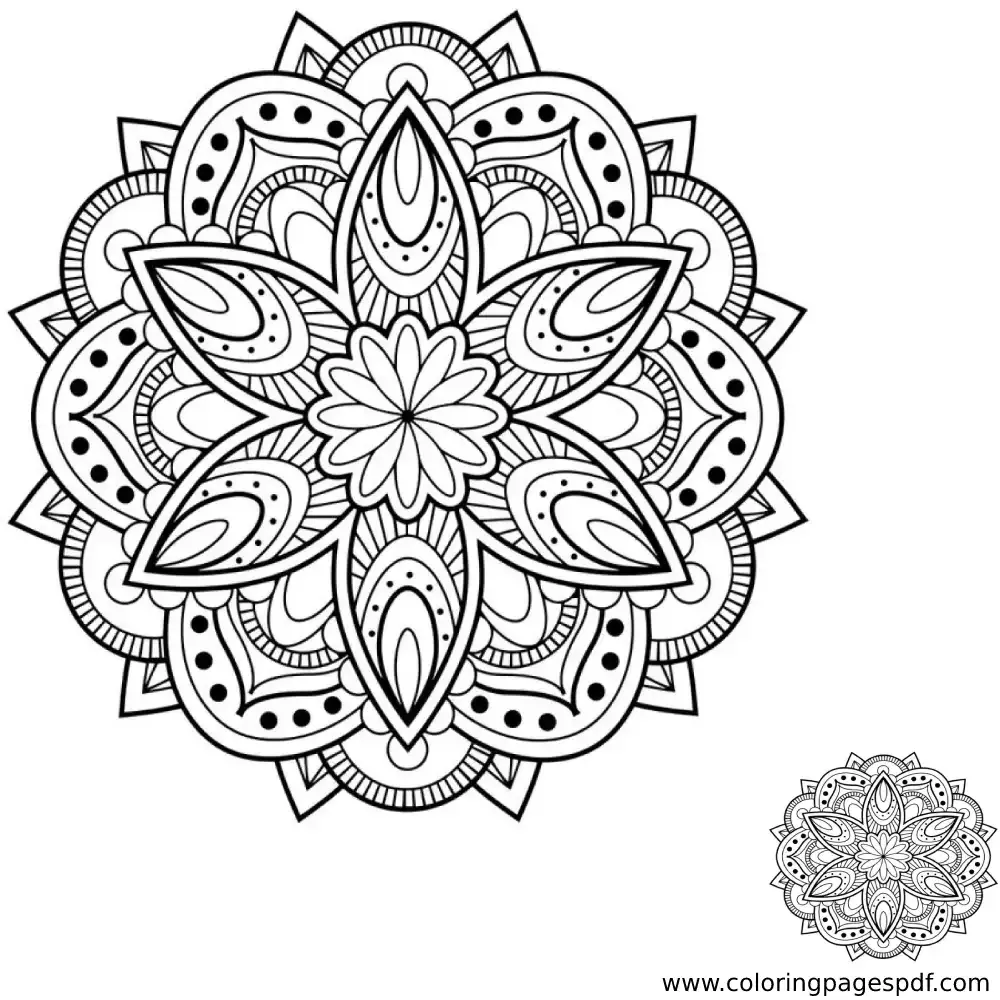 Coloring Page Of Flowers And Circles Mandala