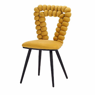 Silla comedor moderna acero con tapizado Amarillo