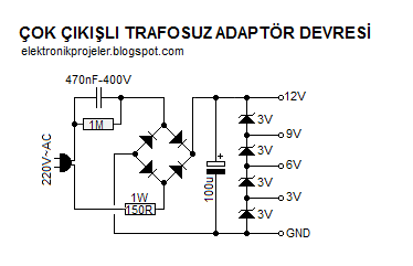 Çok Çıkışlı Trafosuz Adaptör