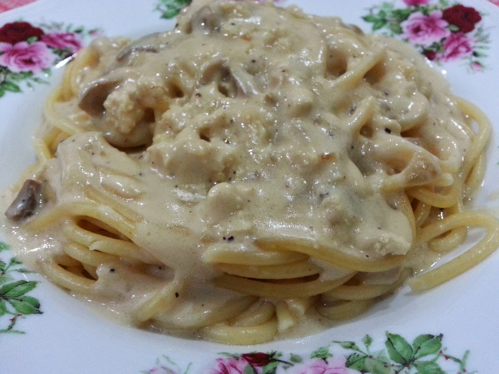 NUR QASEH: Spaghetti Carbonara Mushroom Berkrim
