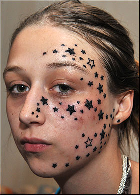 tattoos for girls stars on Girls Face Tattoo Design Photo Gallery - Face Tattoo Ideas for Girls