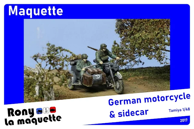 Maquette German Motorcycle et sidecar de Tamiya au 1/48.