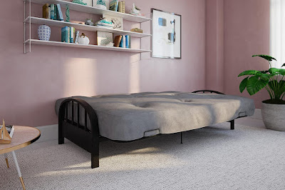 Black Large Metal Futon Frame Design