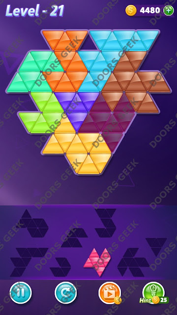 Block! Triangle Puzzle 8 Mania Level 21 Solution, Cheats, Walkthrough for Android, iPhone, iPad and iPod