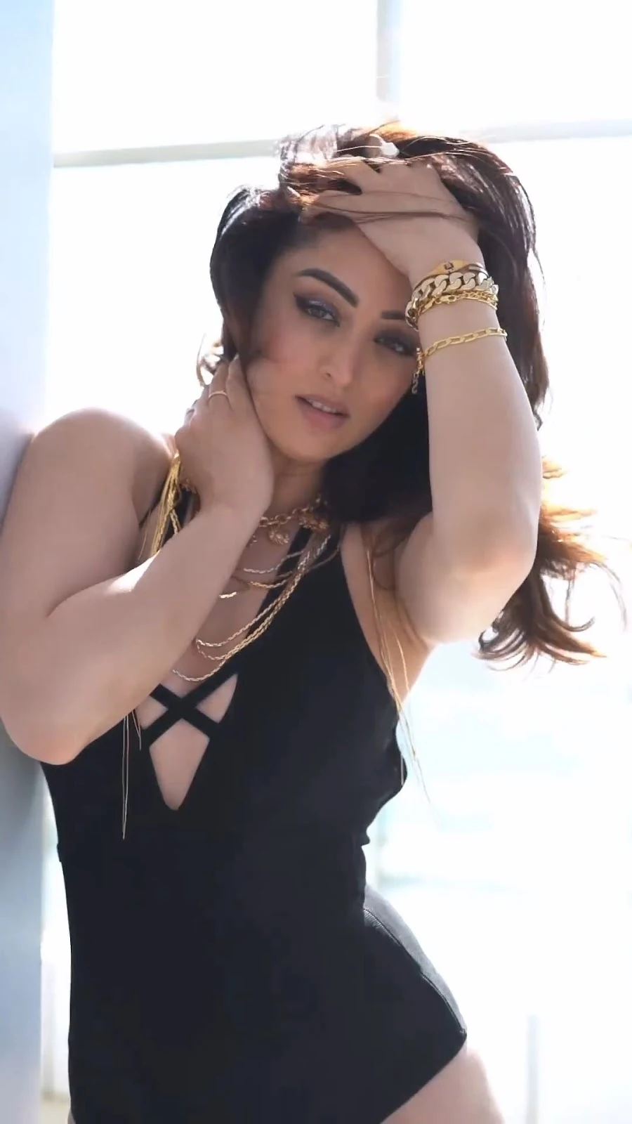 sandeepa dhar black swimsuit sexy body legs