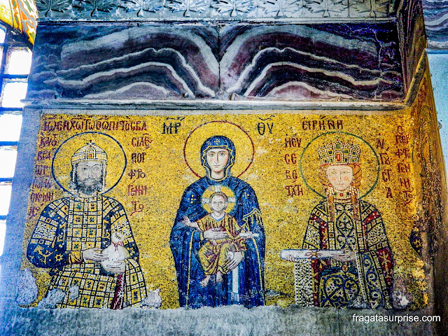 Mosaico bizantino na Basílica de Santa Sofia, em Istambul