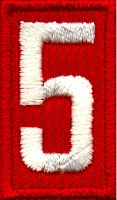 Red Boy Scout patch with number 5