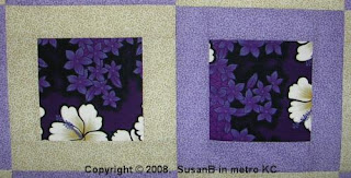 Framed Purple Floral quilt blocks