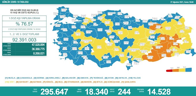 Son 24 saatte korona virüsten 244 kişi hayatını kaybetti