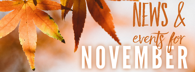 Yellow leaves with the phrase "News & Events for November"
