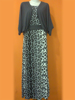 Gamis Kaos Motif Leopard Abuabu