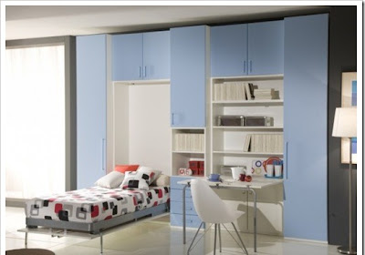 Modern Kids Furniture on Modern Boys Room Furniture With Blue Cabinets And Desk