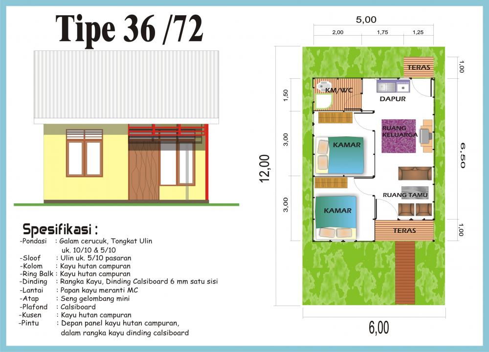 Denah Rumah Minimalis Type 36 72 Gambar Rumah Idaman