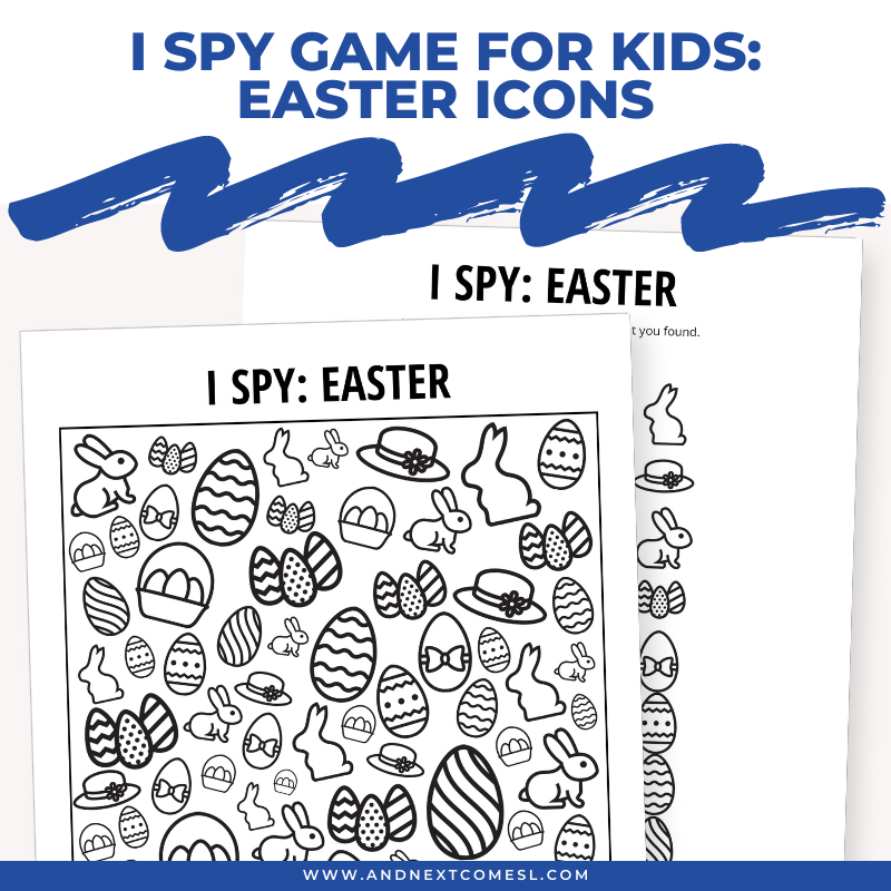 Printable Easter icons I spy game for kids