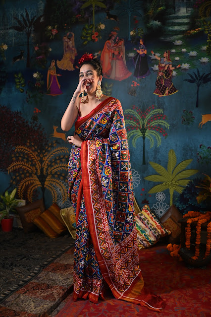 Multicolour double ikat patan patola saree