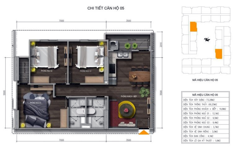 Thiết kế căn 05 Cát Tường-Thống Nhất