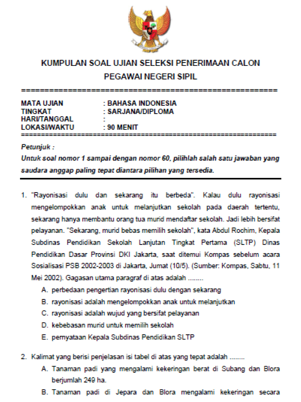 Soal Ujian Seleksi CPNS 2015 (Soal Bahasa Indonesia) - 16 foldersoal