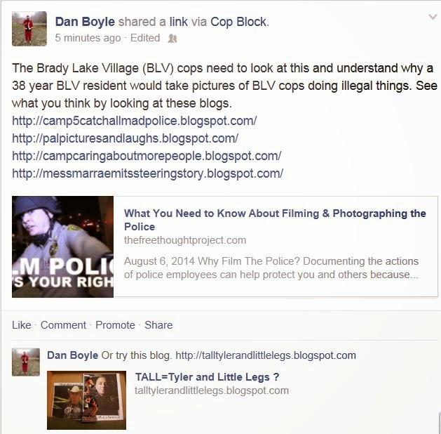 Why do the Brady Lake Village cops get so pissed off about picture taking ?