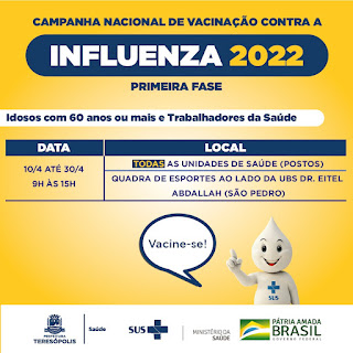 Idosos acima de 60 anos podem se imunizar contra a Influenza dia 11