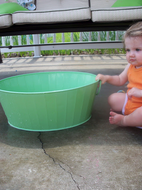 Playing with water on a hot spring day