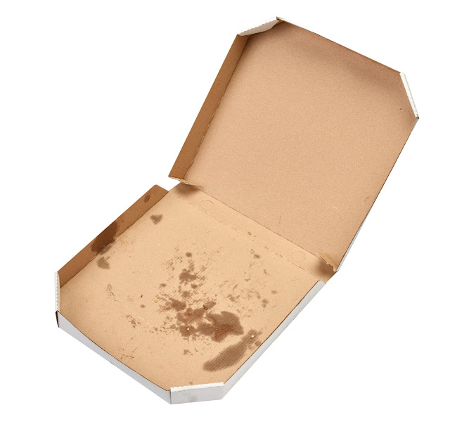 Greasy pizza box is not recyclable but they can be composted.