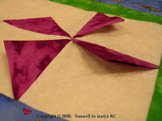 closeup of 3D pinwheel block