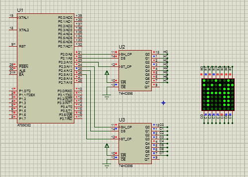 Led ma trận 8×8 dùng 2 IC 74HC595