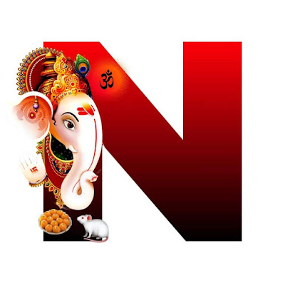 N Alphabet with Lord Ganesha Image