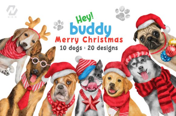 Cute Watercolor Dogs Christmas Costume
