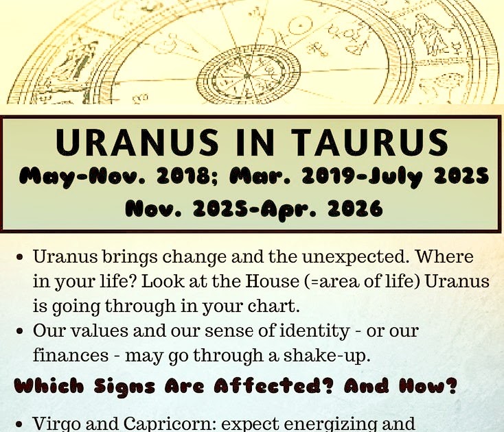 TRANSITING URANUS IN TAURUS Through the 1st to 12th House
